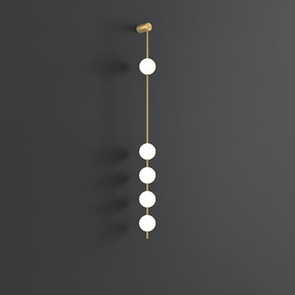 Vertical Multi-Globe LED Wall Sconce Brass Finish Adjustable Height Indoor Hallway Staircase Entry Lighting Modern Metal Glass Fixture 3-6 L