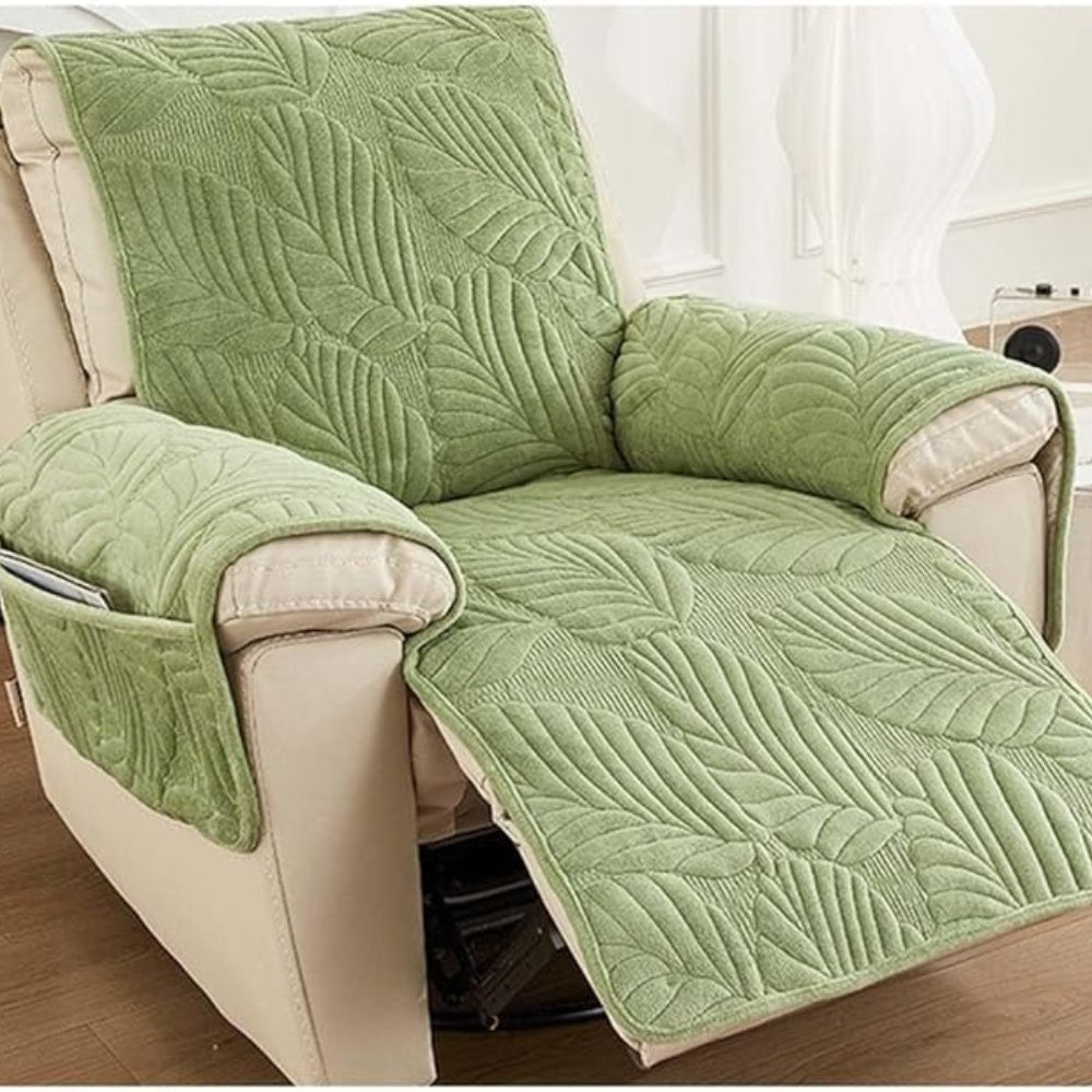 Vibrant Leaf Recliner Cover - Anti-Slip Microfibre, Universal Fit