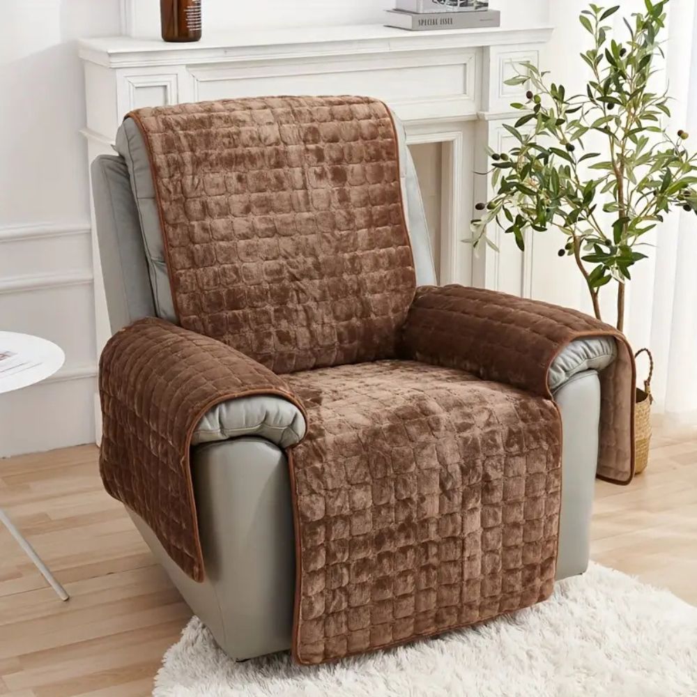 Vibrant Squares Recliner Cover - Microfiber Blend, Non-Slip Design