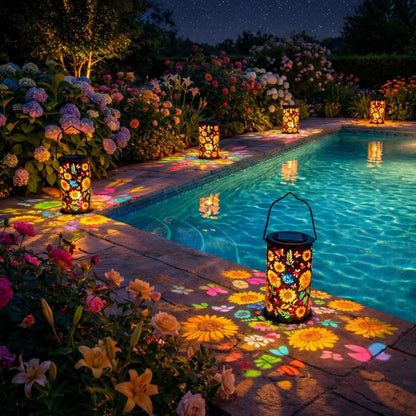 SUNPETAL – Vibrant Solar Outdoor Lantern Butterfly Cutout Design