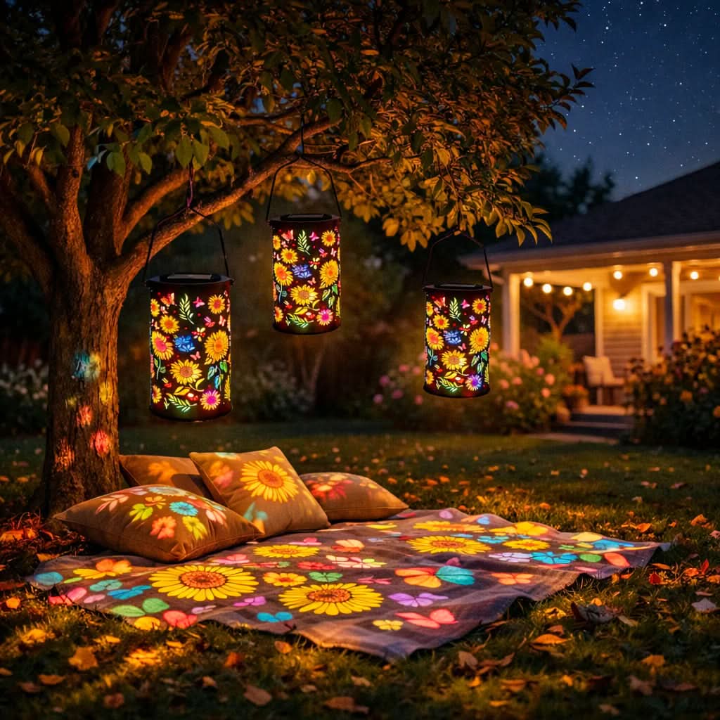 SUNPETAL – Vibrant Solar Outdoor Lantern Butterfly Cutout Design