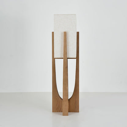 Standing Lamp with Fabric Shade 57 Inches Tall Ash Wood Uplight for Bedrooms Reading Nooks Living Spaces Modern Homes