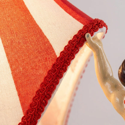 Hand-Painted Resin Circus Character Desk Lamp with Articulating Arm for Bedside Reading Office Study Vintage Red White Striped Shade E27 Soc