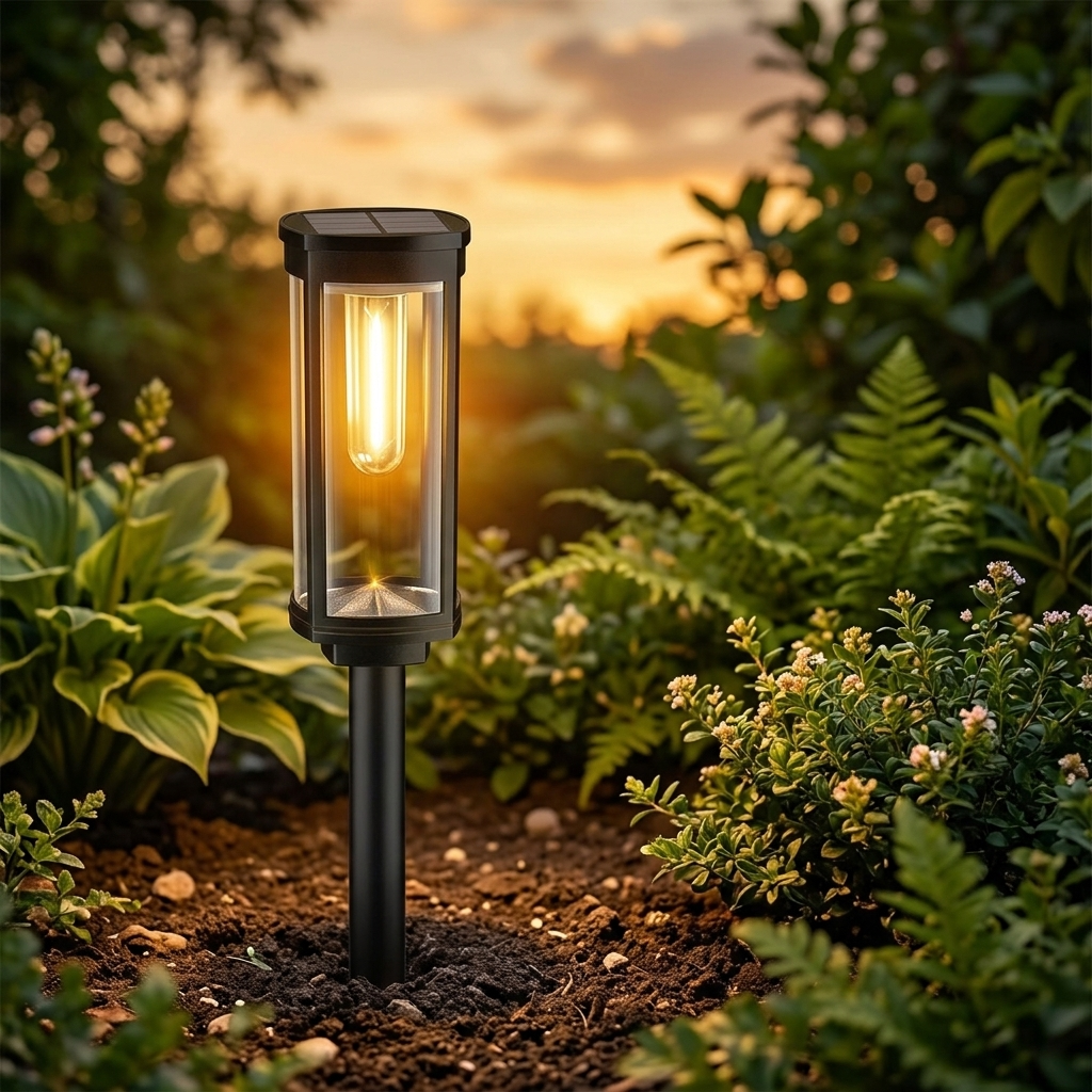 Vintage Solar Pathway Lights with Filament LED Bulb | Elegant Lantern Design for Inviting Garden Glow