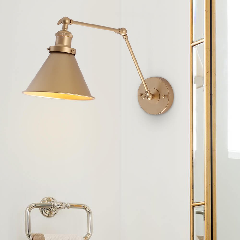 Swing Arm Wall Sconce with Adjustable Reach for Bedside Reading | Industrial Metal Lamp for Bedroom & Living Room | Hardwired E27 Socket