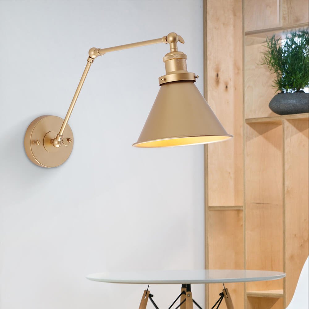 Swing Arm Wall Sconce with Adjustable Reach for Bedside Reading | Industrial Metal Lamp for Bedroom & Living Room | Hardwired E27 Socket