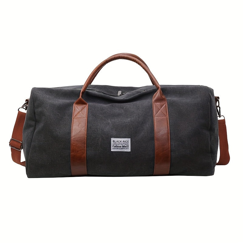 Bolsa de gimnasio para hombre y mujer, bolsa de viaje de lona vintage y bolsa de viaje tipo duffel con compartimento para zapatos para viajes de fin de semana