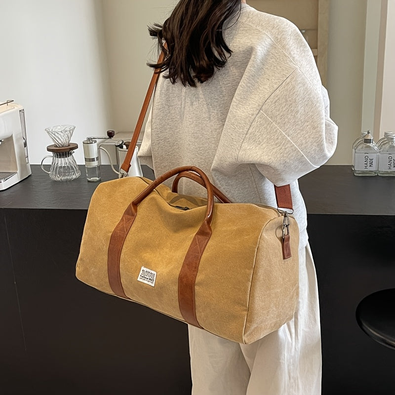 Bolsa de gimnasio para hombre y mujer, bolsa de viaje de lona vintage y bolsa de viaje tipo duffel con compartimento para zapatos para viajes de fin de semana