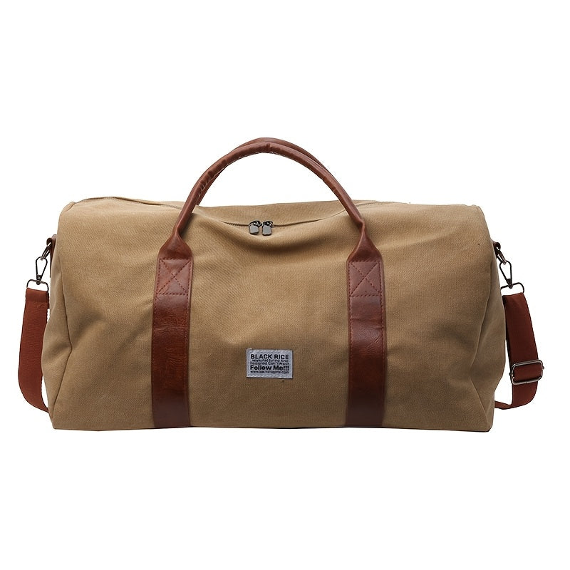 Bolsa de gimnasio para hombre y mujer, bolsa de viaje de lona vintage y bolsa de viaje tipo duffel con compartimento para zapatos para viajes de fin de semana