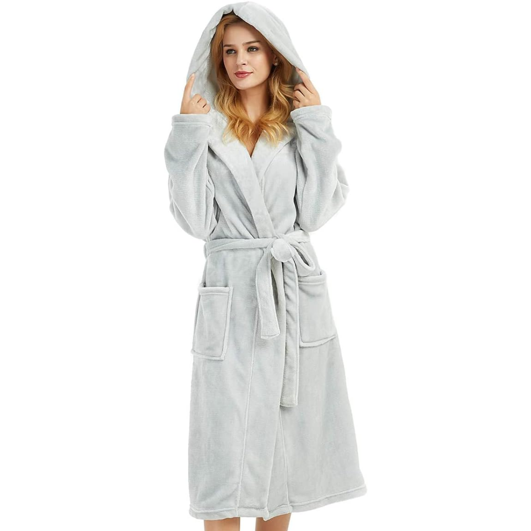 Vivianne Fleece Bathrobe - Hooded Women's Robe, Soft and Warm