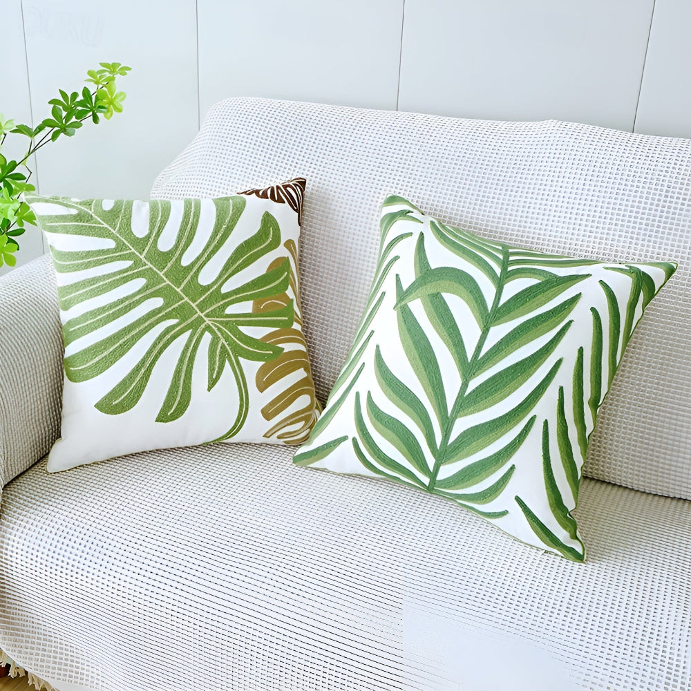 Vivid Sofa Cushion Cover - Microfiber Blend, Leaf designs