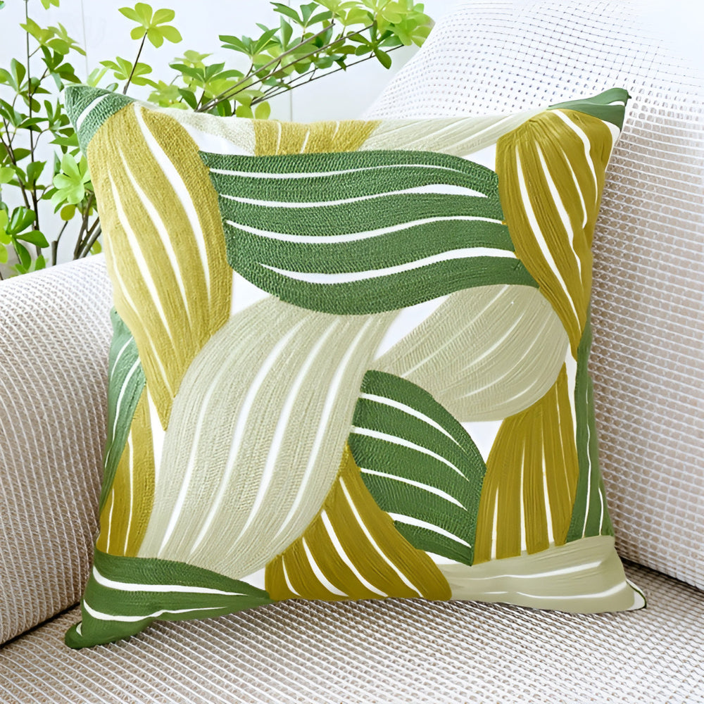 Vivid Sofa Cushion Cover - Microfiber Blend, Leaf designs