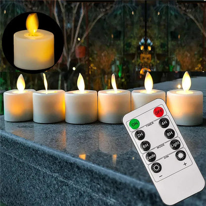 Battery-Operated Flickering LED Candles with Dancing Flame Effect for Home Decor, Dining Room Table Centerpieces, Weddings, Mantel Displays