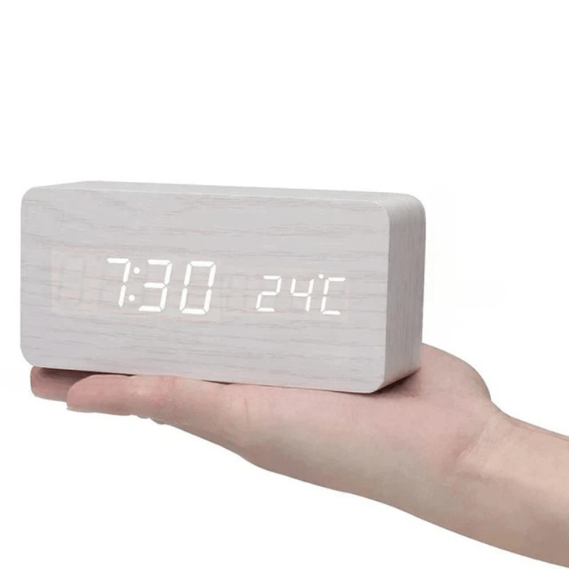 TIMBERGLOW – Voice Control LED Alarm Clock Wooden Display