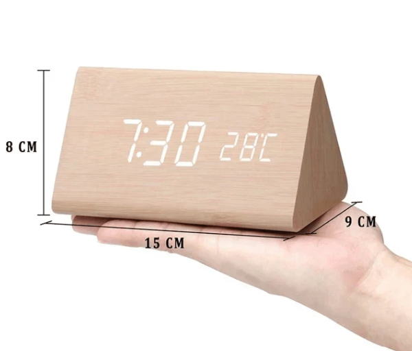 TIMBERGLOW – Voice Control LED Alarm Clock Wooden Display