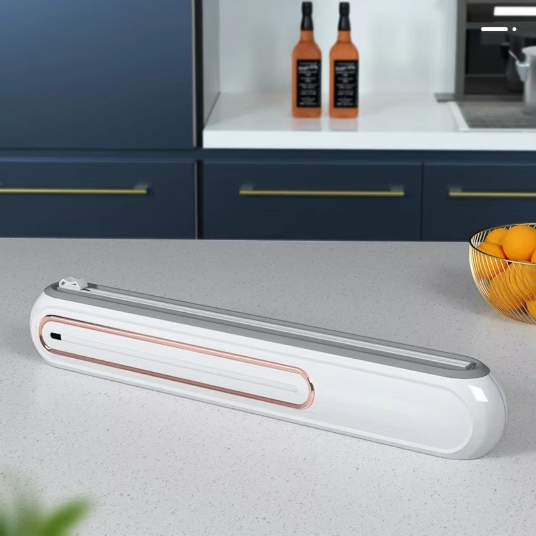 Magnetic Wrap Dispenser with Precision Cutter for Plastic Wrap, Foil & Parchment Paper – Space-Saving Kitchen Organizer, BPA-Free