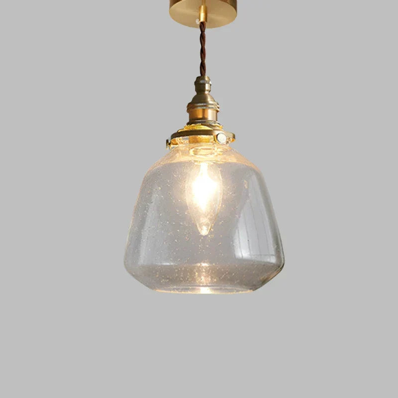 Glass Drop Pendant Light 6 in Clear Crystal Shade E27 Socket Kitchen Island Dining Table Overhead Fixture Scandinavian Minimalist Style for