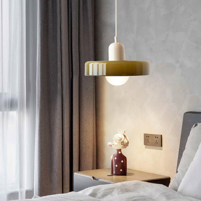 Glass Disc Pendant Light with Adjustable Cord – Modern Ceiling Fixture for Dining Room, Kitchen Island & Living Room