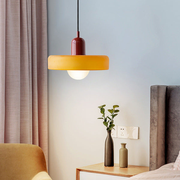 Glass Disc Pendant Light with Adjustable Cord – Modern Ceiling Fixture for Dining Room, Kitchen Island & Living Room