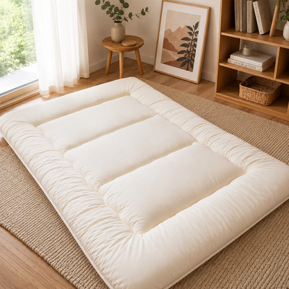 Colchón de suelo plegable de 4 pulgadas de grosor, futón japonés enrollable, colchón plegable acolchado lavable