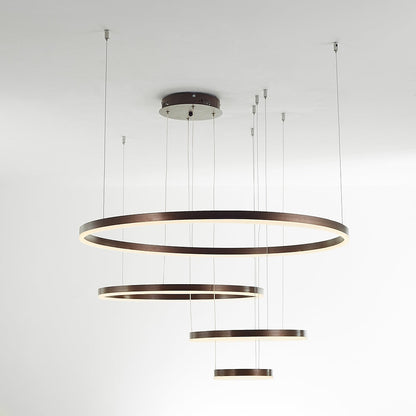 Multi-Ring LED Hanging Light Metal Acrylic Adjustable Height Dimmable Fixture for Dining Room Living Room Bedroom Modern Ceiling Chandelier