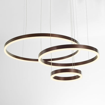 Multi-Ring LED Hanging Light Metal Acrylic Adjustable Height Dimmable Fixture for Dining Room Living Room Bedroom Modern Ceiling Chandelier