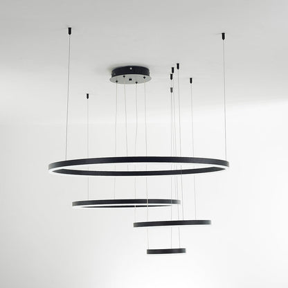 Tiered Ring Pendant Light Modern Metal Circular Chandelier for Dining Room Living Room Bedroom Kitchen Island Adjustable Height LED