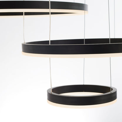 Multi-Ring LED Ceiling Light Fixture Adjustable Height Metal & Acrylic for Dining Room Bedroom Kitchen Modern Hanging Lamp Indoor Lighting D