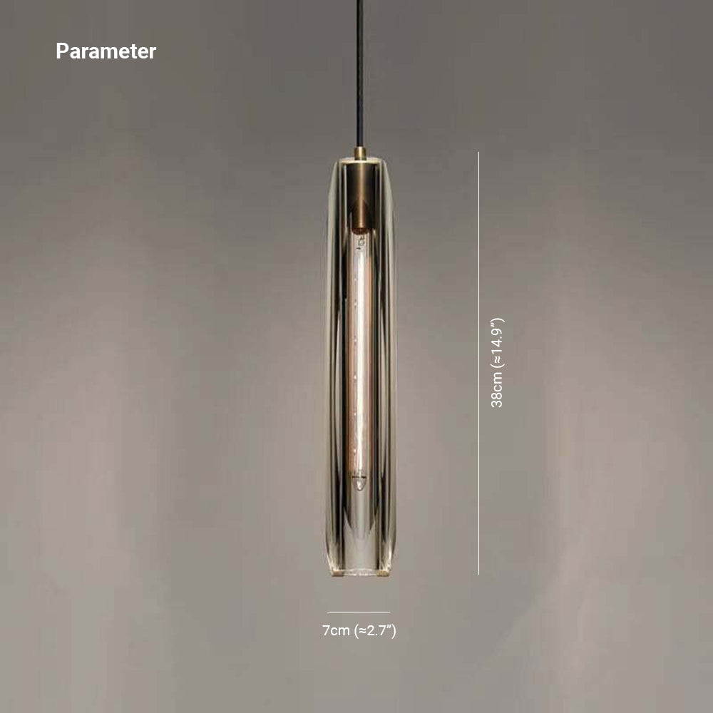 Glass Cylinder Hanging Light Fixture 15 Inch Height Adjustable Drop Ceiling Lamp for Dining Room Bedroom Living Room Contemporary Minimalist