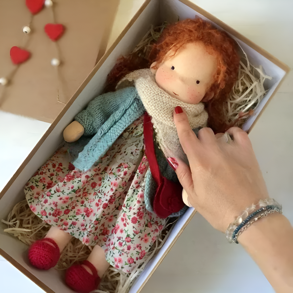 Colección Waldorf | Muñeca de peluche hecha a mano para niños con texturas suaves | Compañero ideal para el juego imaginativo