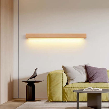 Linear Wood Sconce with Adjustable LED – Natural Beech Finish for Bedroom, Hallway & Contemporary Spaces – Switchable Light Modes – Slim 1.8