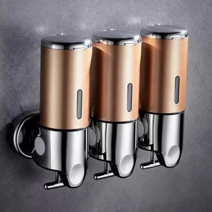 3-Chamber Soap and Shampoo Dispenser for Wall Mounting