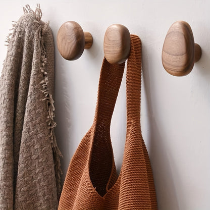 Wander Wall Hooks - Handmade Walnut and Beech Wood, Stylish Coat Hooks for Wall