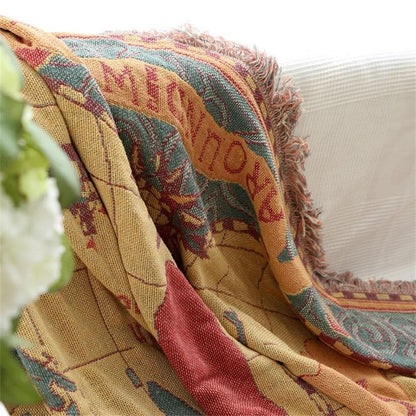 WANDERSCAPE – Vintage Map Blanket for Cozy Everyday Living