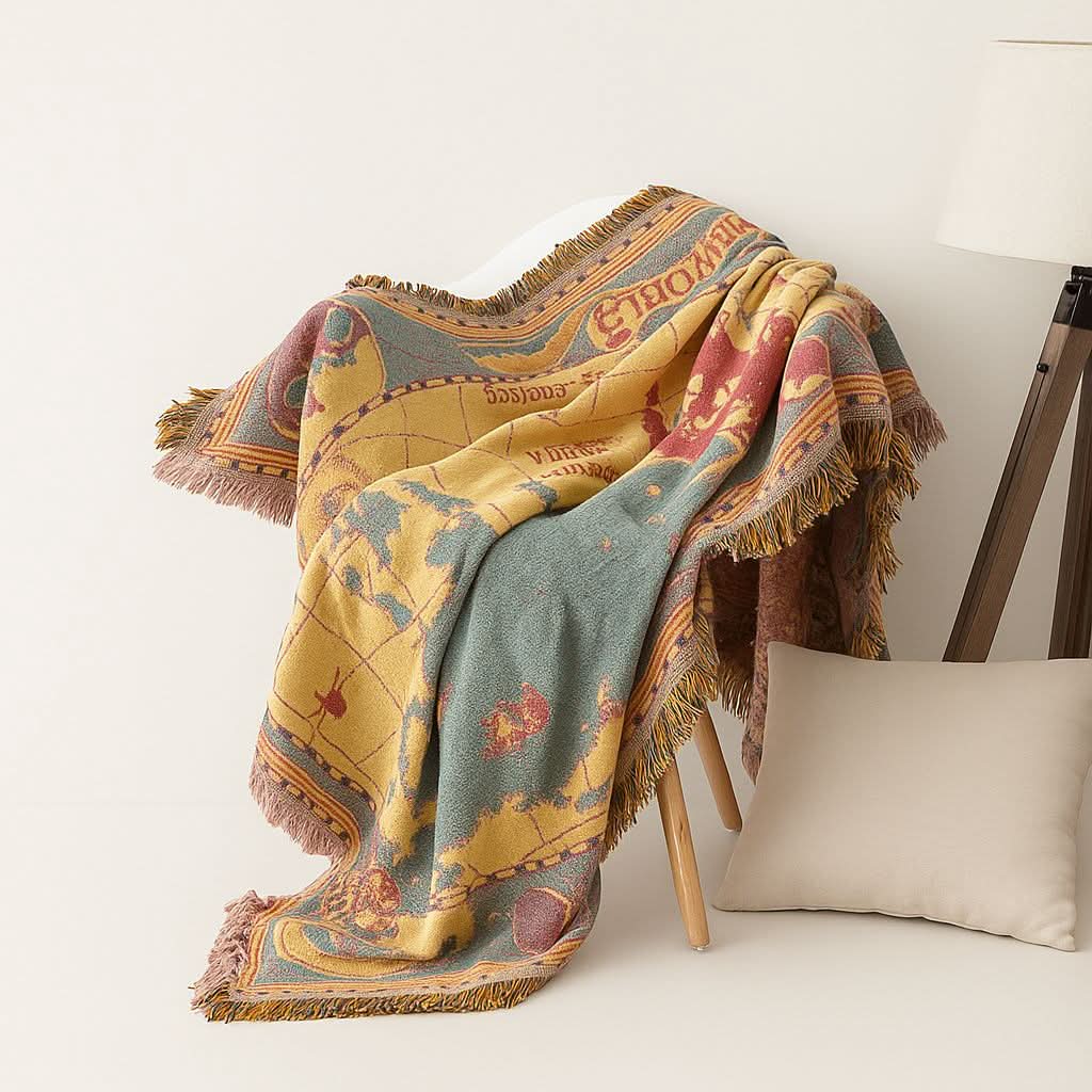WANDERSCAPE – Vintage Map Blanket for Cozy Everyday Living