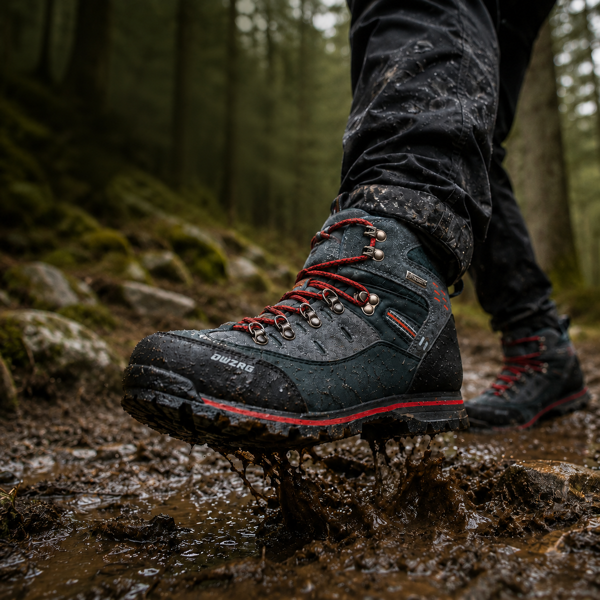 Men's Waterproof Hiking Boots with Non-Slip Rubber Sole – Mid-Ankle Trekking Shoes for Winter Trail Walking, Outdoor Adventures & Mountain
