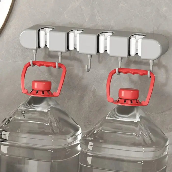 Garage Storage Rack With 4 Grips 5 Hooks For Brooms Mops Tools 13 Inch Stainless Steel Utility Organizer For Workshop Kitchen Laundry Room