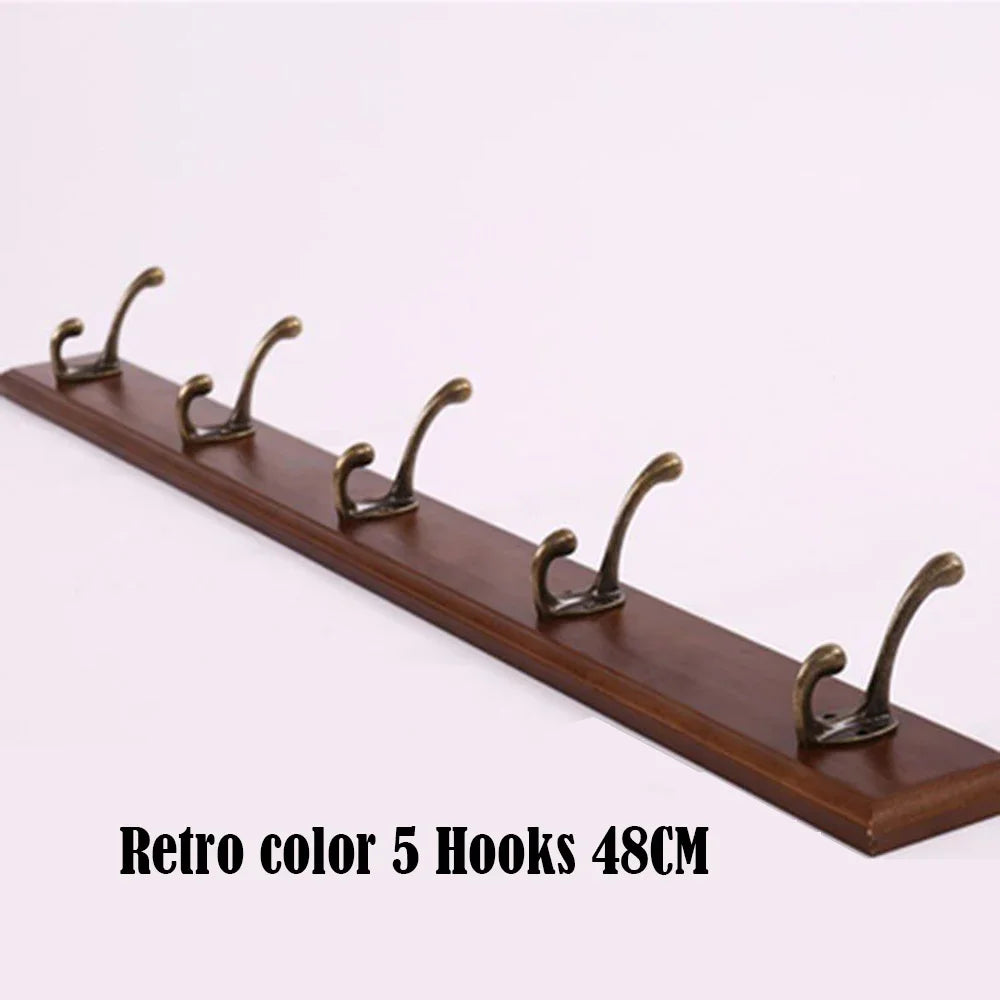 Wooden Wall-Mount Coat Rack with Hooks for Entryway, Hallway, Bedroom – Space-Saving Hanging Storage for Jackets, Scarves, Bags, Keys