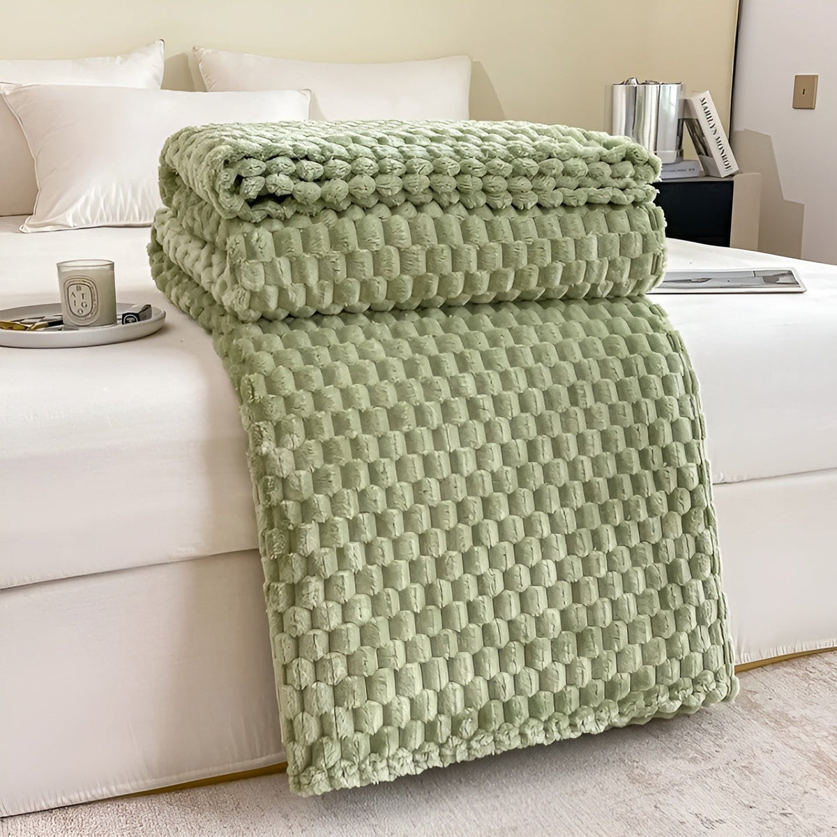 Manta de microfibra de felpa para sofá y cama: capa de forro polar ultrasuave para sala de estar, dormitorio y uso en exteriores