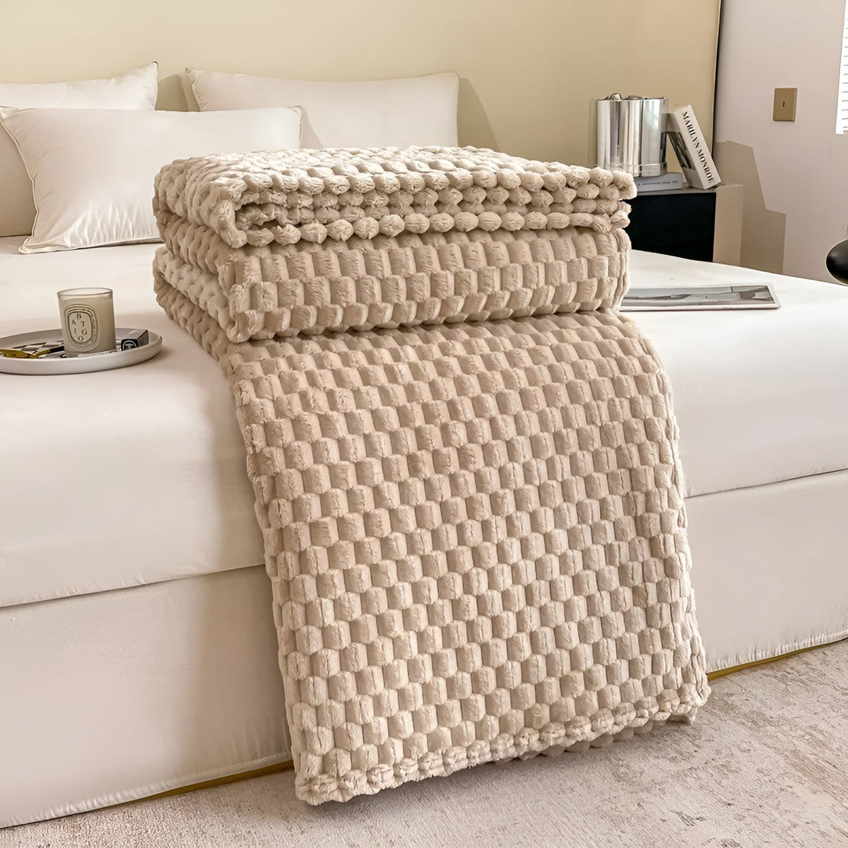 Manta de microfibra de felpa para sofá y cama: capa de forro polar ultrasuave para sala de estar, dormitorio y uso en exteriores