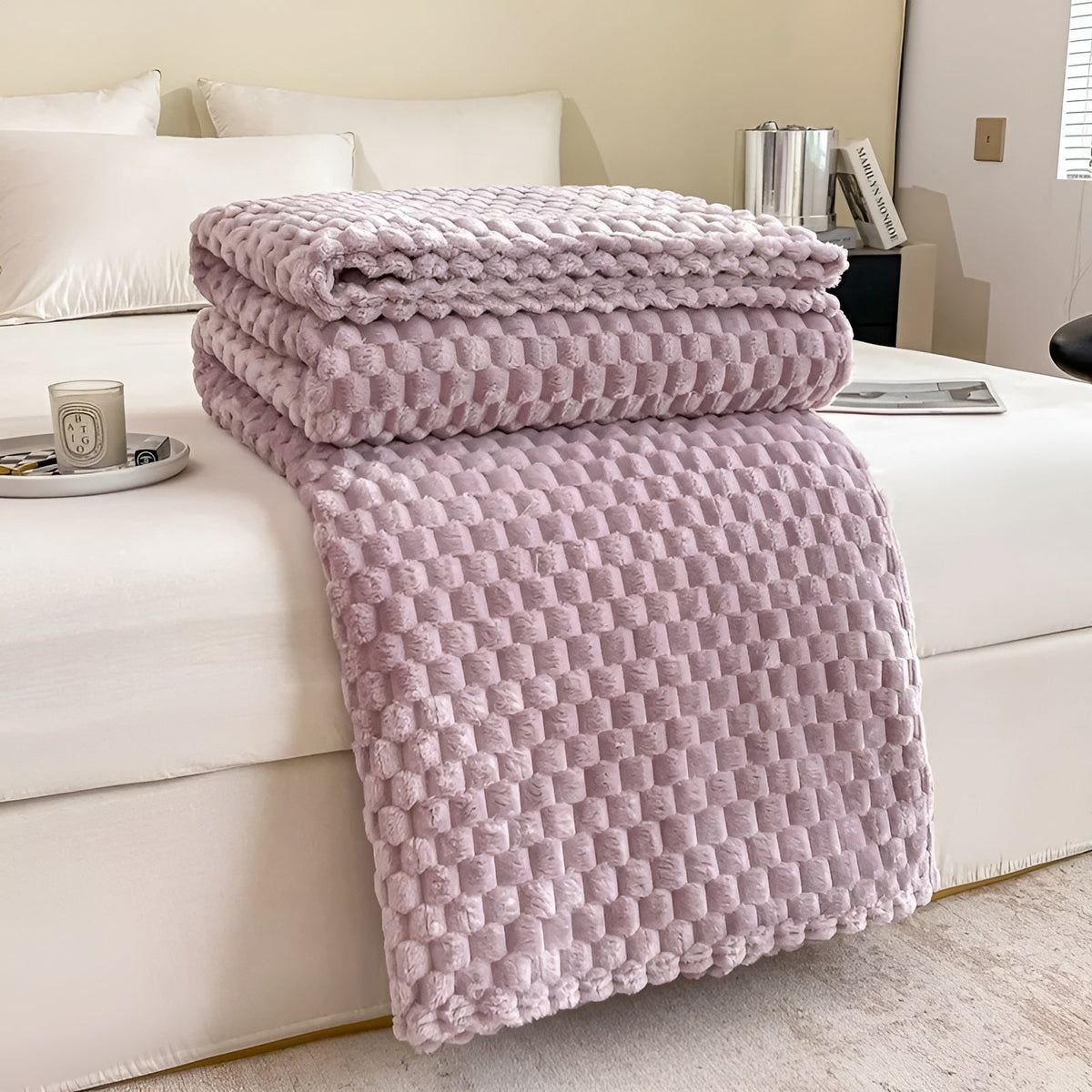 Manta de microfibra de felpa para sofá y cama: capa de forro polar ultrasuave para sala de estar, dormitorio y uso en exteriores