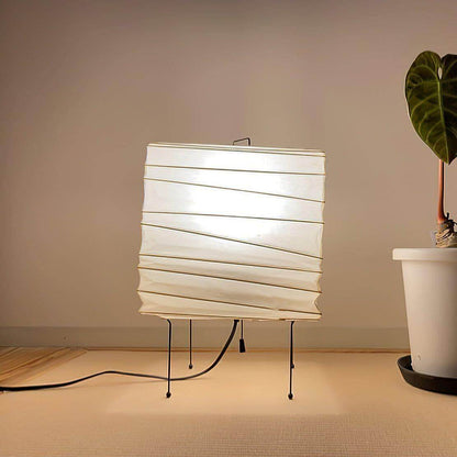 Geometric Paper Cube Lamp with Wire Stand for Bedroom Desk Nightstand Living Room Office Handcrafted Ambient Lighting Minimalist Accent 9×15