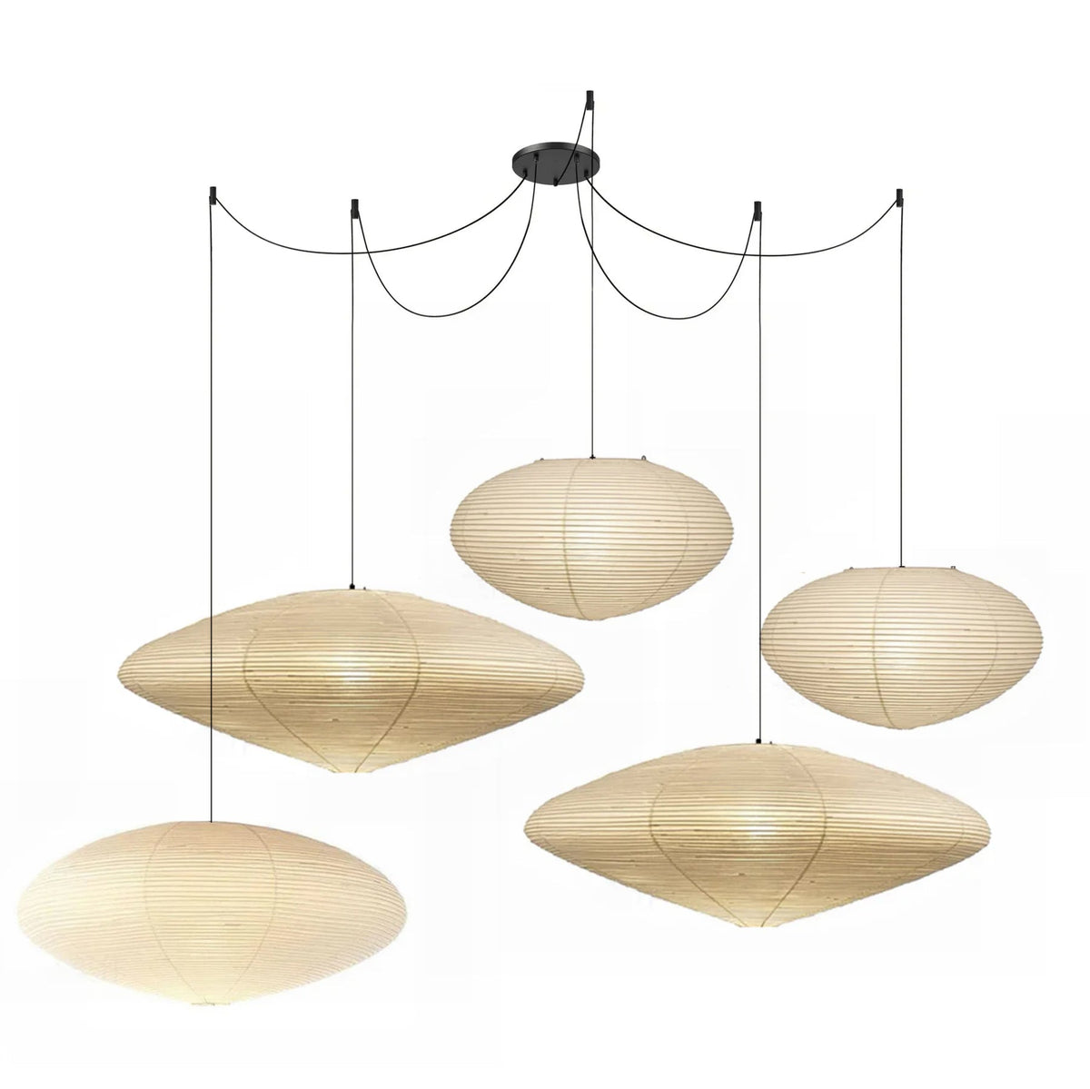 Handmade Rice Paper Sphere Pendant Lamp for Dining Room & Bedroom | Sculptural Ceiling Fixture with Adjustable Cord | E26 Edison Bulb Compat
