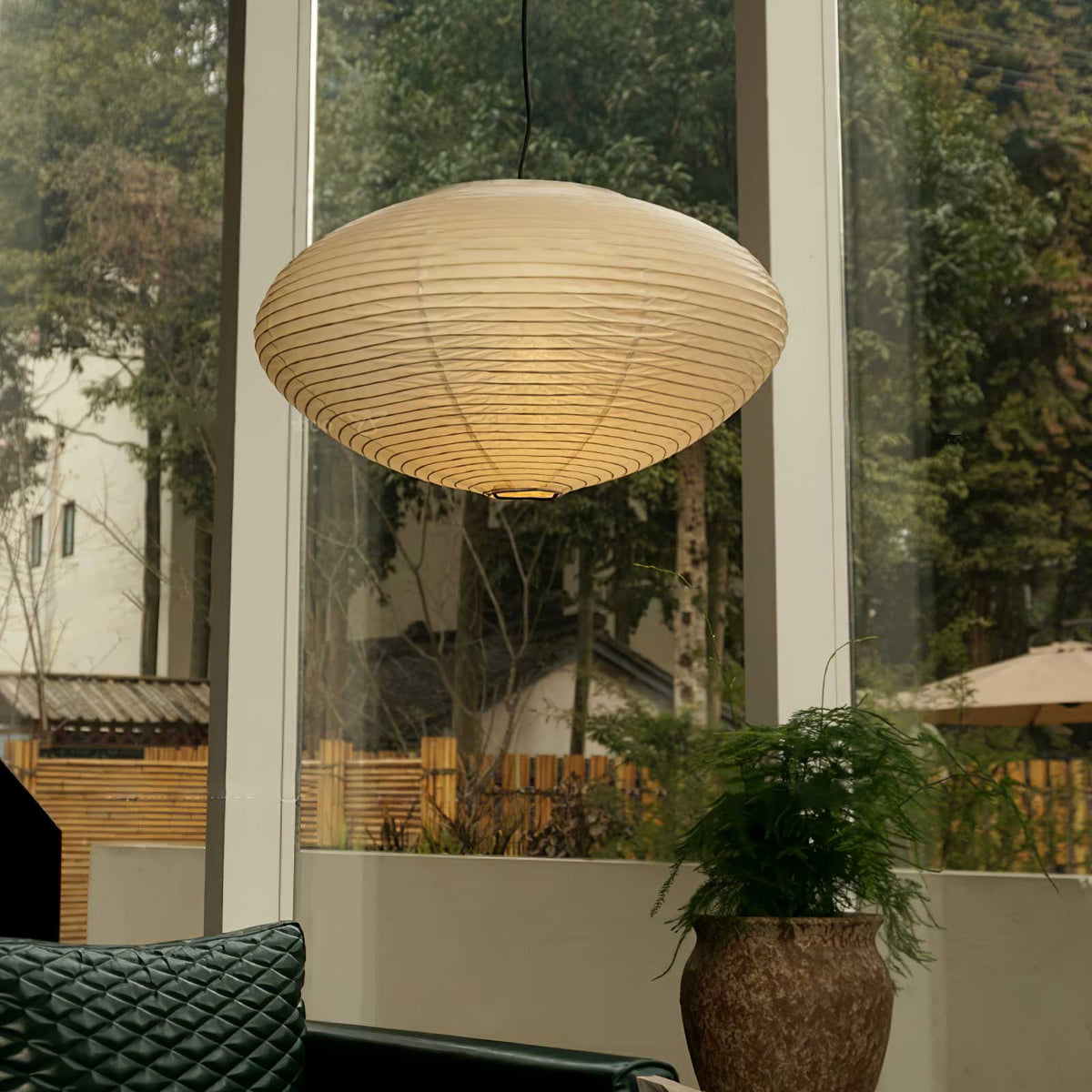 Handmade Rice Paper Sphere Pendant Lamp for Dining Room & Bedroom | Sculptural Ceiling Fixture with Adjustable Cord | E26 Edison Bulb Compat