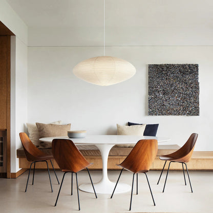 Handmade Rice Paper Sphere Pendant Lamp for Dining Room & Bedroom | Sculptural Ceiling Fixture with Adjustable Cord | E26 Edison Bulb Compat