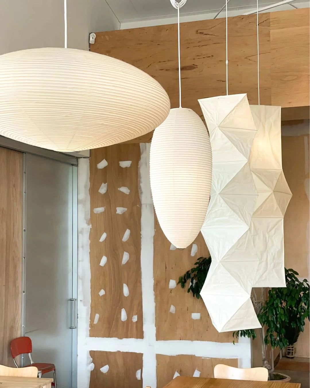 Handcrafted Paper Shade Ceiling Light with Adjustable Cord White Hanging Fixture for Bedroom Living Room Kitchen Dining Modern Indoor Lamp