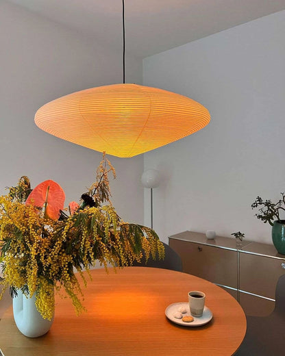 Handcrafted Paper Shade Ceiling Light with Adjustable Cord White Hanging Fixture for Bedroom Living Room Kitchen Dining Modern Indoor Lamp