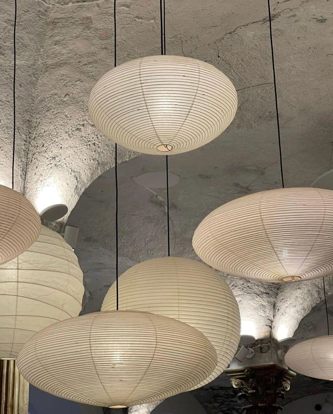 Handcrafted Paper Shade Ceiling Light with Adjustable Cord White Hanging Fixture for Bedroom Living Room Kitchen Dining Modern Indoor Lamp