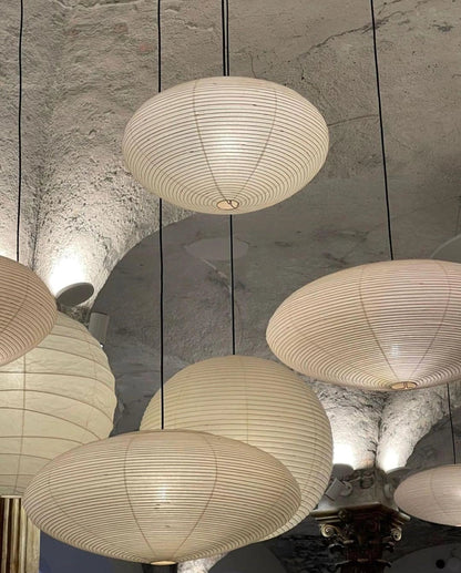 Handcrafted Paper Shade Ceiling Light with Adjustable Cord White Hanging Fixture for Bedroom Living Room Kitchen Dining Modern Indoor Lamp
