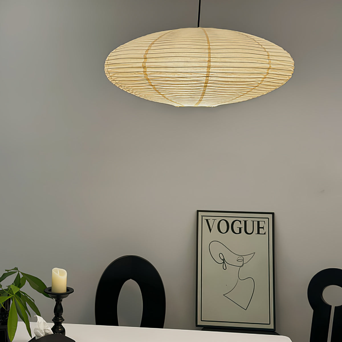 Handmade Rice Paper Sphere Pendant Lamp for Dining Room & Bedroom | Sculptural Ceiling Fixture with Adjustable Cord | E26 Edison Bulb Compat